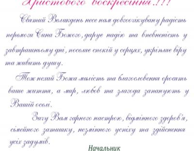 Великоднє привітання